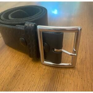 Boston Leather Weave Patter 36 Inch Black Belt 1.5 Wide Silver Buckle
